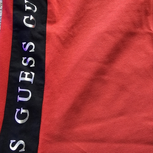 GUESS Women's XSMALL red and black Tshirt, In Great Condition, used few times - Picture 3 of 4